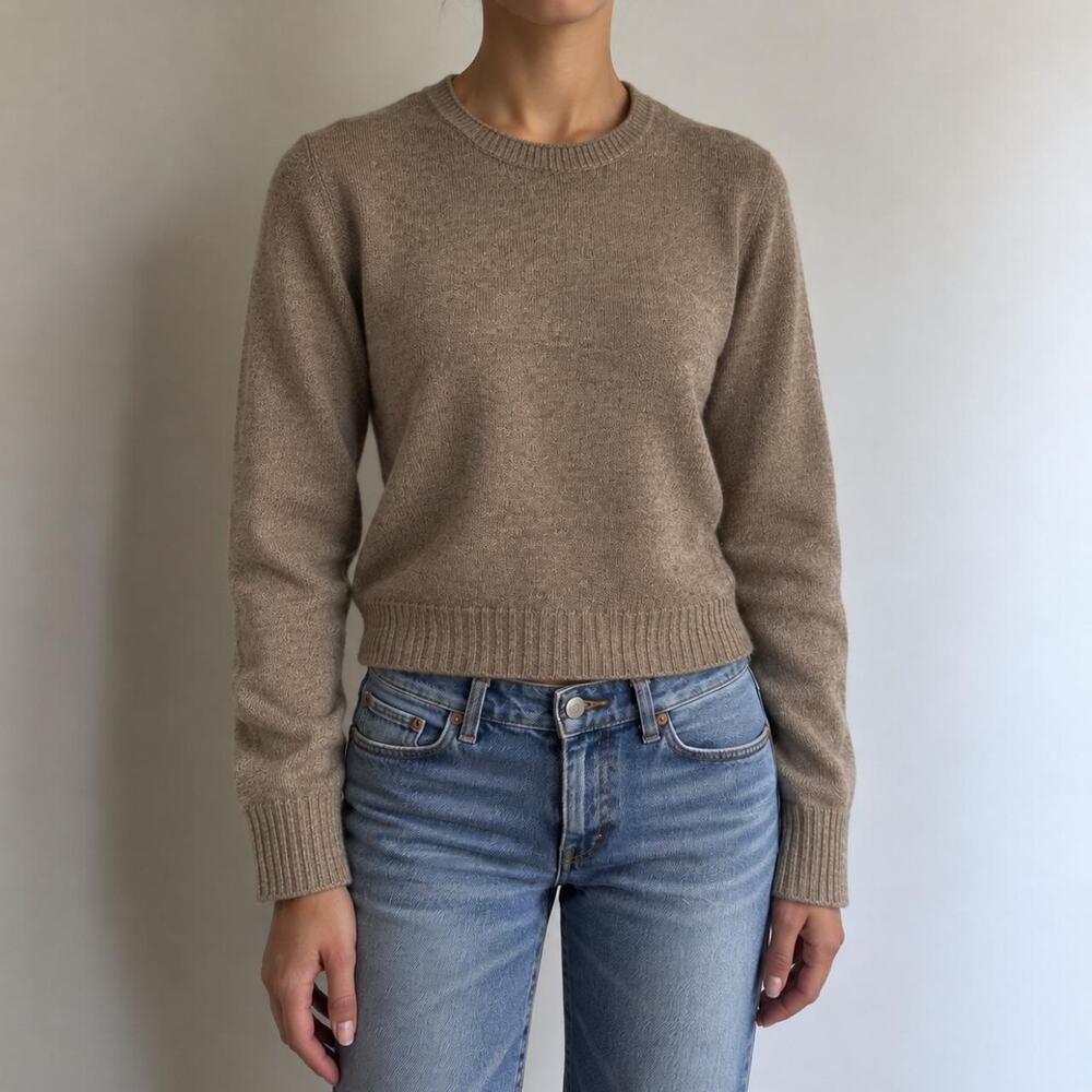 Jenni Kayne Everyday Taupe Luxury Wool & Cashmere Crewneck Sweater Size M NWOT